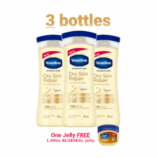 Vaseline Dry Skin Repair Lotion, 3 bottles, 400ml or 13.5oz per bottle